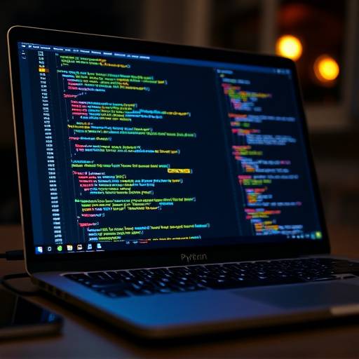 Laptop screen displaying Python code snippets.