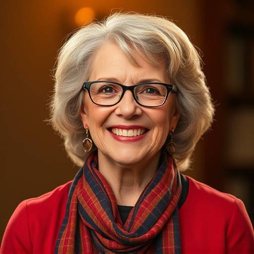 Portrait of Carol Davis, Head of Curriculum Development at LearnSphere, smiling enthusiastically.